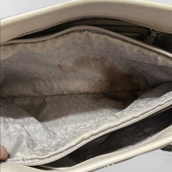 Michael Kors Grey Leather Tote Bag Over Shoulder bag Chain Strap - Picture 8 of 12